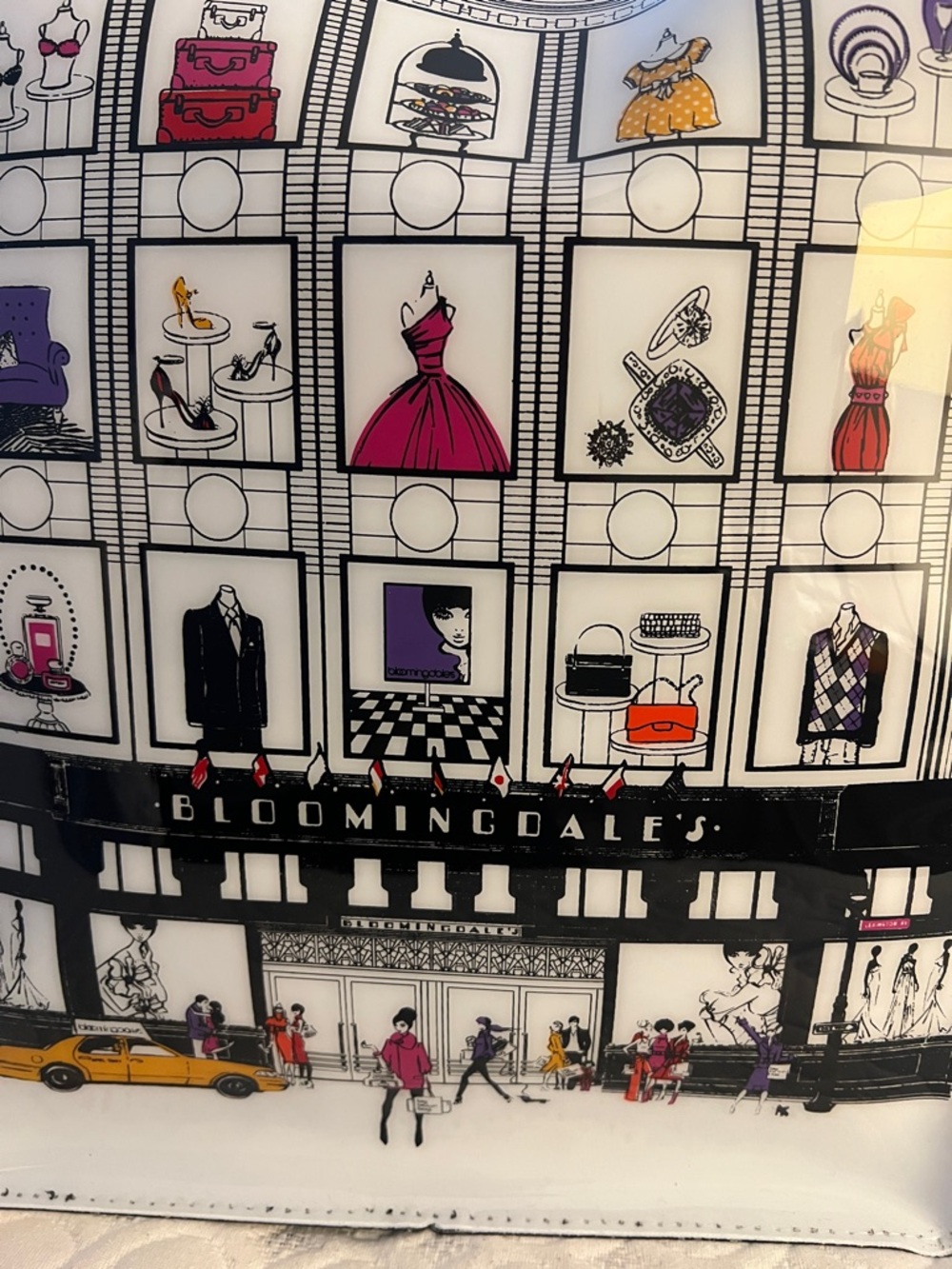 Bloomingdale's Tote Bag with Black, White, Pink, Purple, Orange Accents